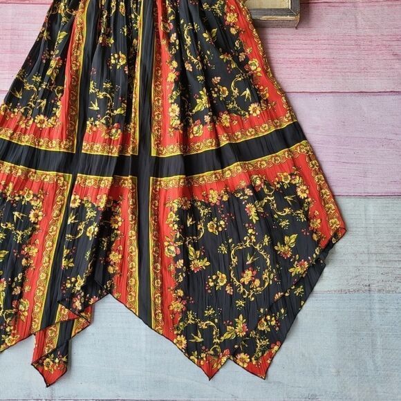 Zara Satin Scarf Print Handkerchief Hem Midi Skirt, women's size XS - Picture 5 of 9